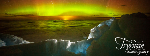 Northern Lights over Ice Shoves - Panorama