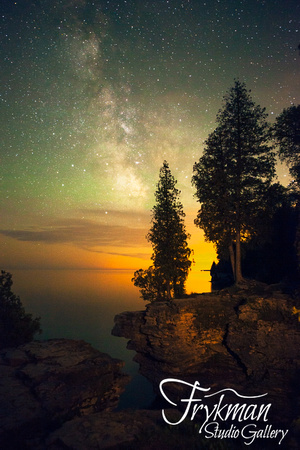 Milky Way over Cave Point Cedars - Vert.