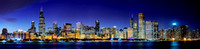skyline at night of Chicago, Illinois